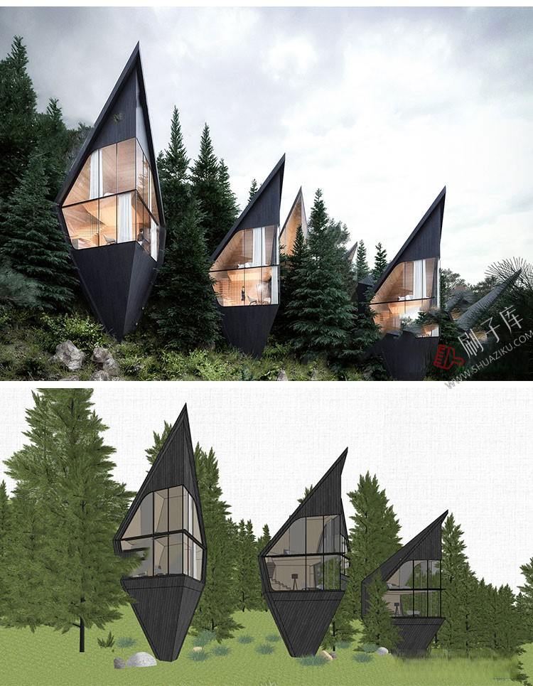 图片[26]-草图大师民宿度假村酒店中式现代别墅客栈旅游创意外观建筑SU模型-刷子库