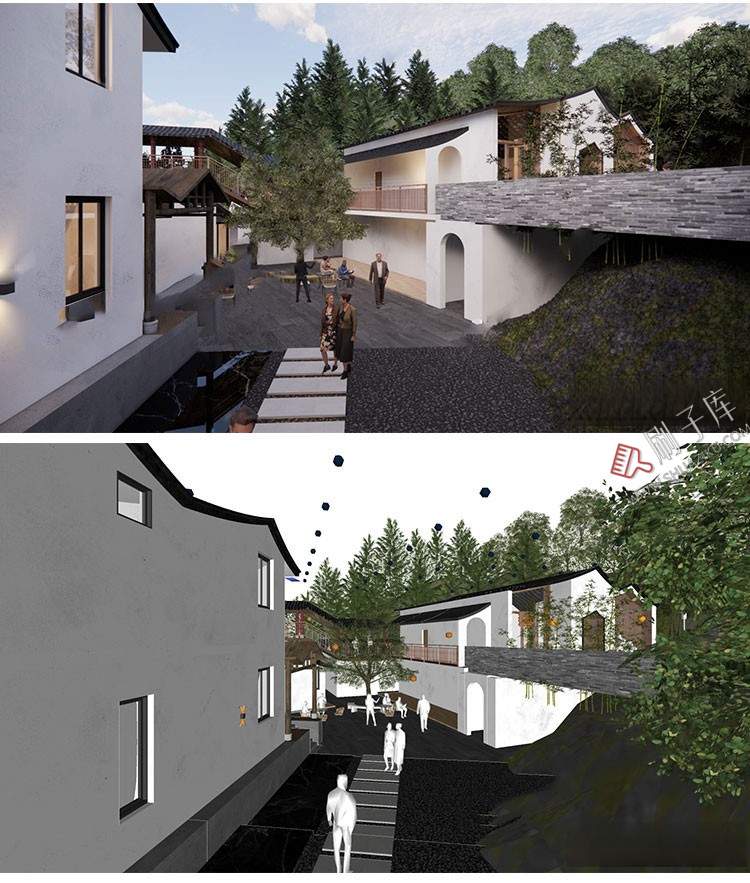 图片[25]-草图大师民宿度假村酒店中式现代别墅客栈旅游创意外观建筑SU模型-刷子库