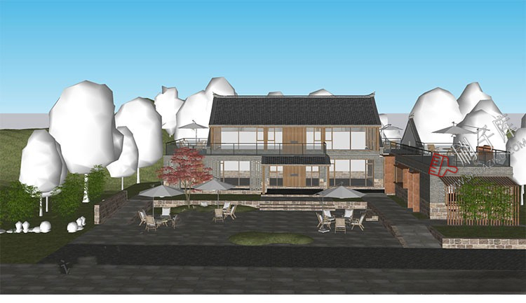 图片[31]-草图大师民宿度假村酒店中式现代别墅客栈旅游创意外观建筑SU模型-刷子库