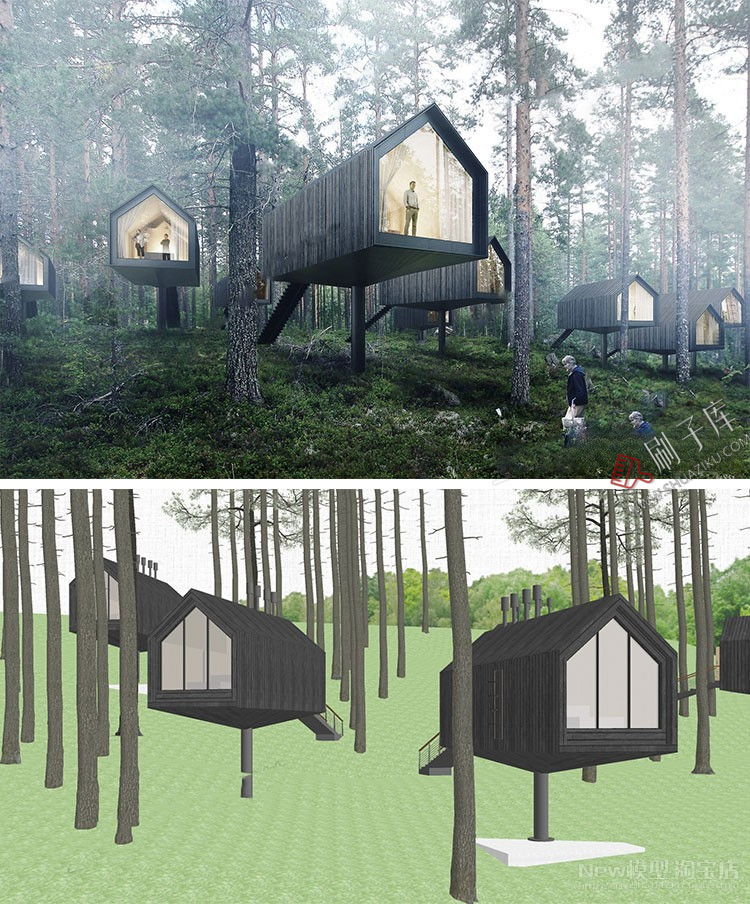 图片[30]-草图大师民宿度假村酒店中式现代别墅客栈旅游创意外观建筑SU模型-刷子库