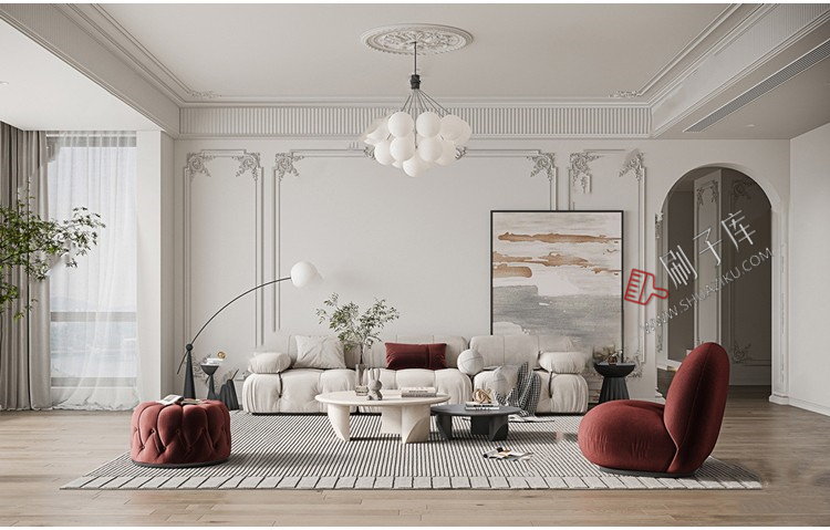 图片[1]-草图大师家装奢华豪华法式风格家居餐厅客厅卧室设计SU模型素材库-刷子库