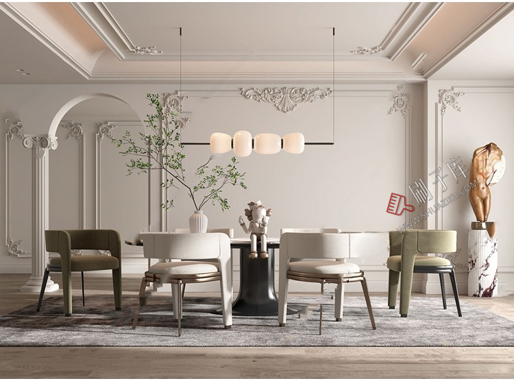图片[23]-草图大师家装奢华豪华法式风格家居餐厅客厅卧室设计SU模型素材库-刷子库
