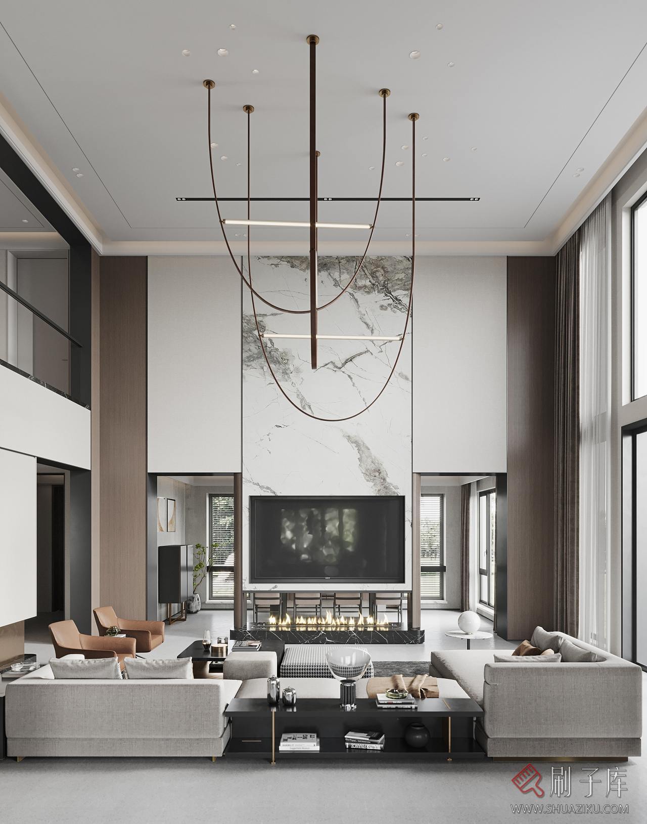 图片[14]-别墅空间现代侘寂风奶油风新中式欧式美式装修设计效果图参考图纸-刷子库