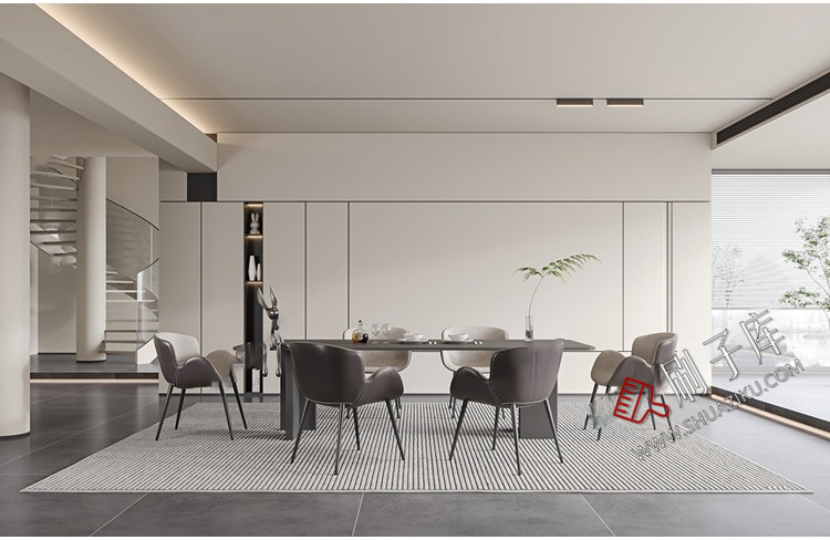 图片[6]-现代简约极简风高级灰家装整体黑白灰客厅餐厅3D模型库3Dmax-刷子库