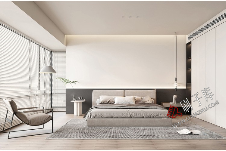图片[23]-现代简约极简风高级灰家装整体黑白灰客厅餐厅3D模型库3Dmax-刷子库