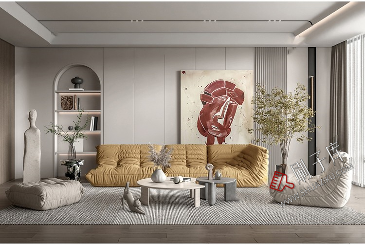 图片[3]-侘寂风格草图大师现代极简家装室内设计客厅卧室SU模型素材-刷子库