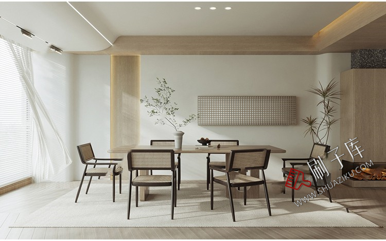 图片[1]-侘寂风格草图大师现代极简家装室内设计客厅卧室SU模型素材-刷子库