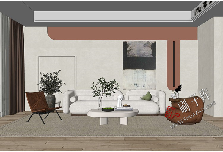 图片[5]-侘寂风格草图大师现代极简家装室内设计客厅卧室SU模型素材-刷子库