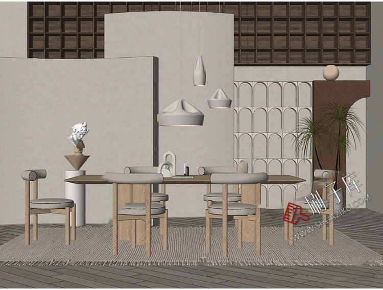 图片[14]-侘寂风格草图大师现代极简家装室内设计客厅卧室SU模型素材-刷子库