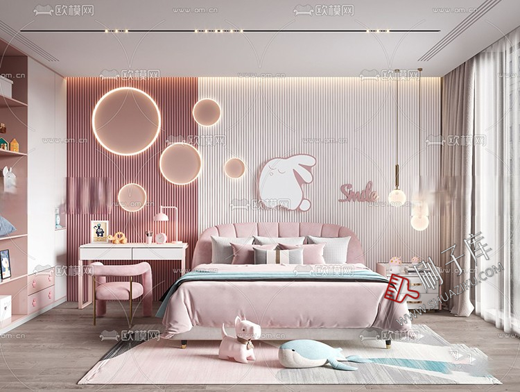 图片[7]-儿童房女孩房公主房男孩房3d模型小孩房儿童上下床卧室3dmax模型-刷子库