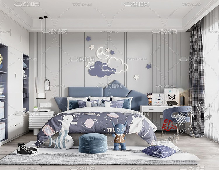 图片[20]-儿童房女孩房公主房男孩房3d模型小孩房儿童上下床卧室3dmax模型-刷子库