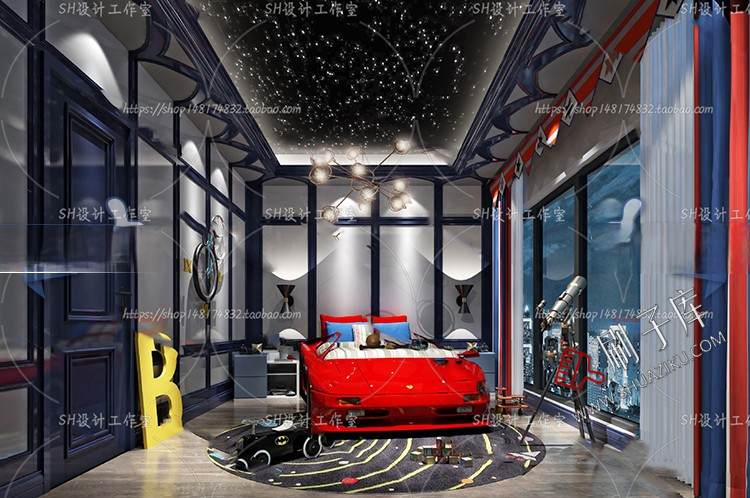 图片[27]-儿童房女孩房公主房男孩房3d模型小孩房儿童上下床卧室3dmax模型-刷子库