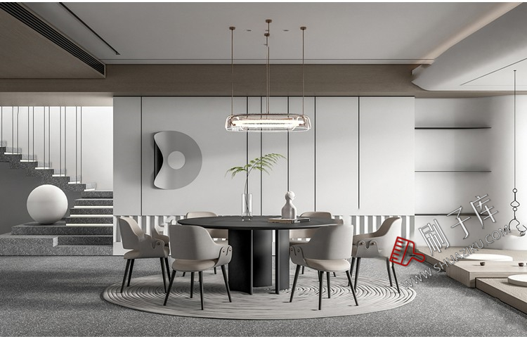 图片[1]-现代简约轻奢风格草图大师模型室内设计家装客厅餐厅卧室SU素材库-刷子库