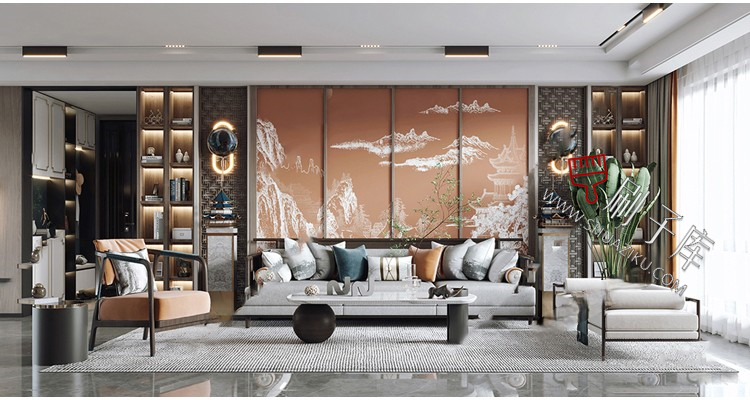 图片[5]-新中式室内3DMAX家装场景设计素材客厅餐厅卧室厨房3d模型库-刷子库