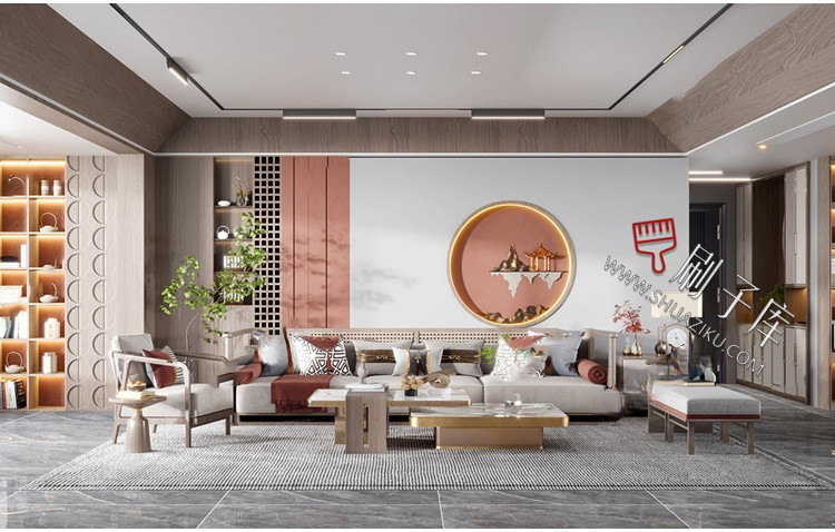 图片[3]-新中式室内3DMAX家装场景设计素材客厅餐厅卧室厨房3d模型库-刷子库