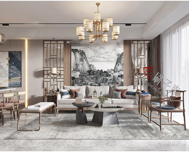 图片[9]-新中式室内3DMAX家装场景设计素材客厅餐厅卧室厨房3d模型库-刷子库