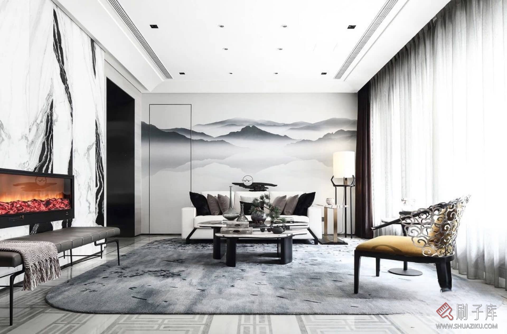 图片[1]-57套新中式风格样板间别墅案例参考图-刷子库