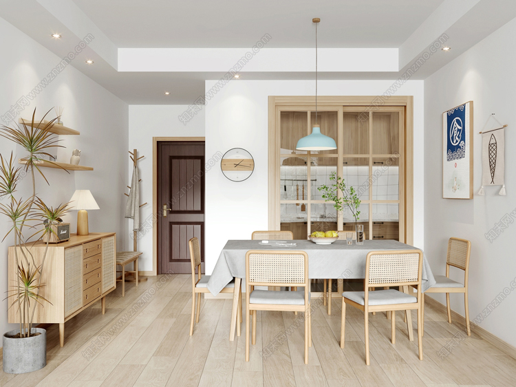 图片[4]-日式风格3d模型家装新中式禅意卧室客厅餐厅茶楼设计3dmax-刷子库