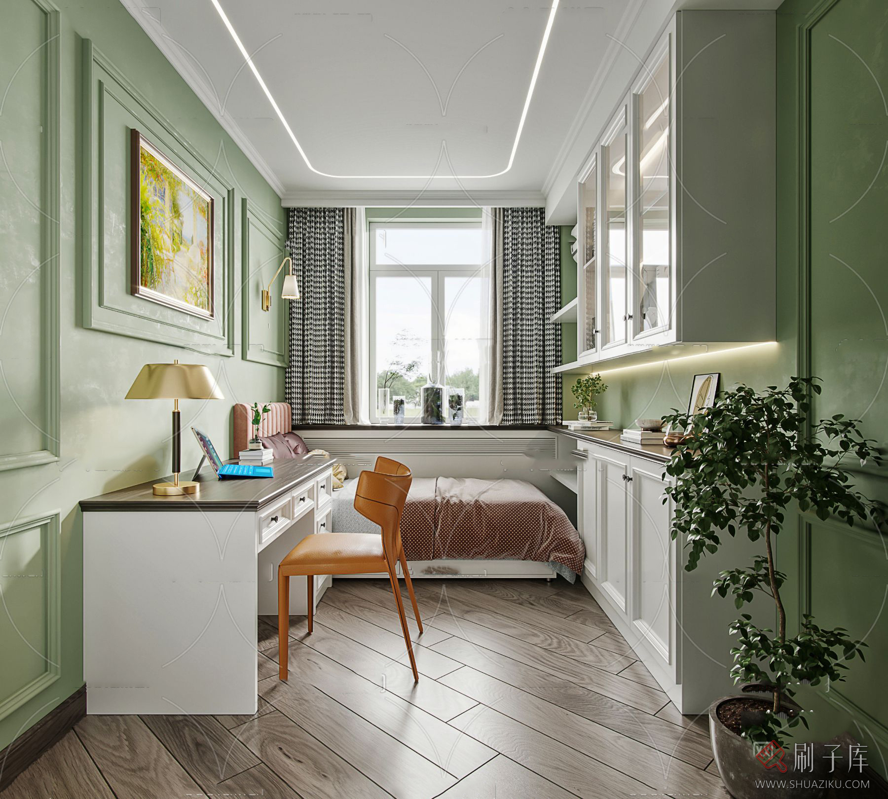 图片[30]-美式风格3dmax家装素材室内客厅餐厅卧室书房场景3d模型库-刷子库