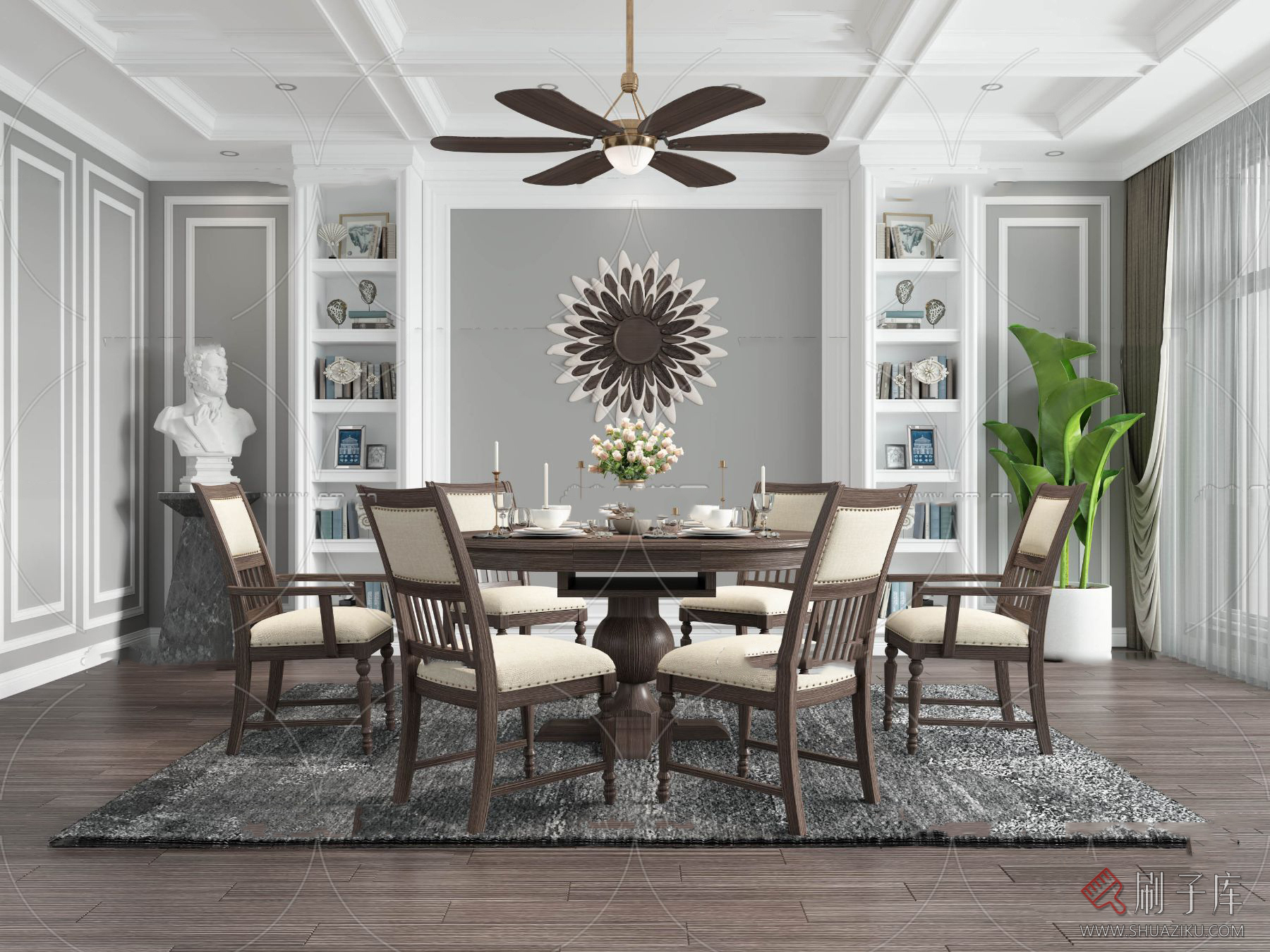 图片[36]-美式风格3dmax家装素材室内客厅餐厅卧室书房场景3d模型库-刷子库