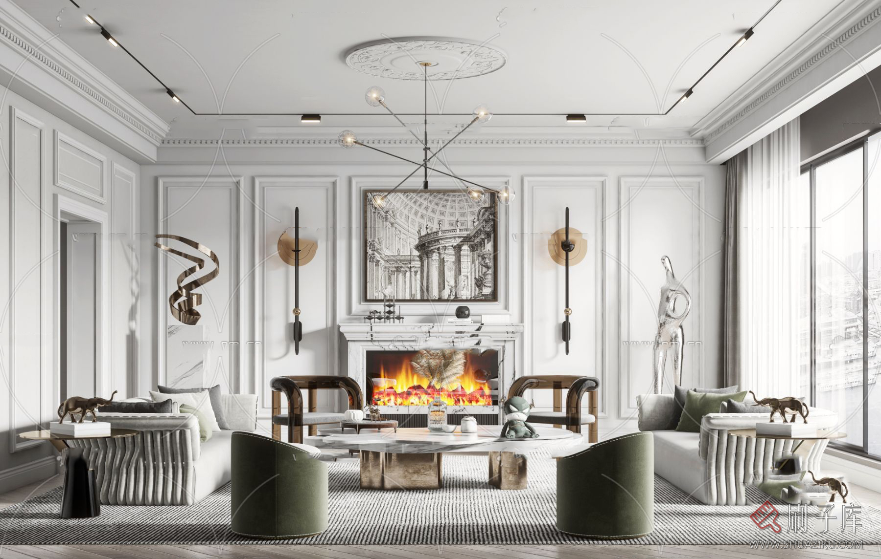 图片[39]-美式风格3dmax家装素材室内客厅餐厅卧室书房场景3d模型库-刷子库