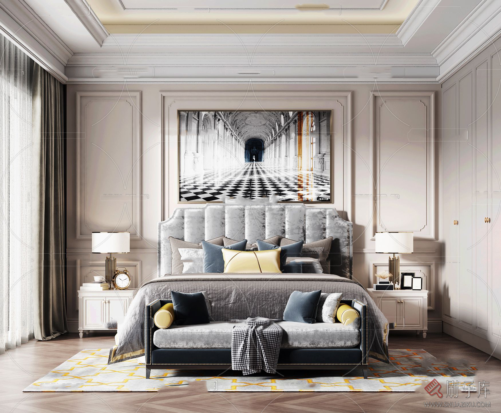 图片[46]-美式风格3dmax家装素材室内客厅餐厅卧室书房场景3d模型库-刷子库