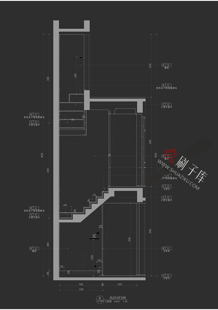 图片[3]-室内住宅楼梯节点大样图平面立面图剖面图扶手栏杆cad图纸施工图-刷子库
