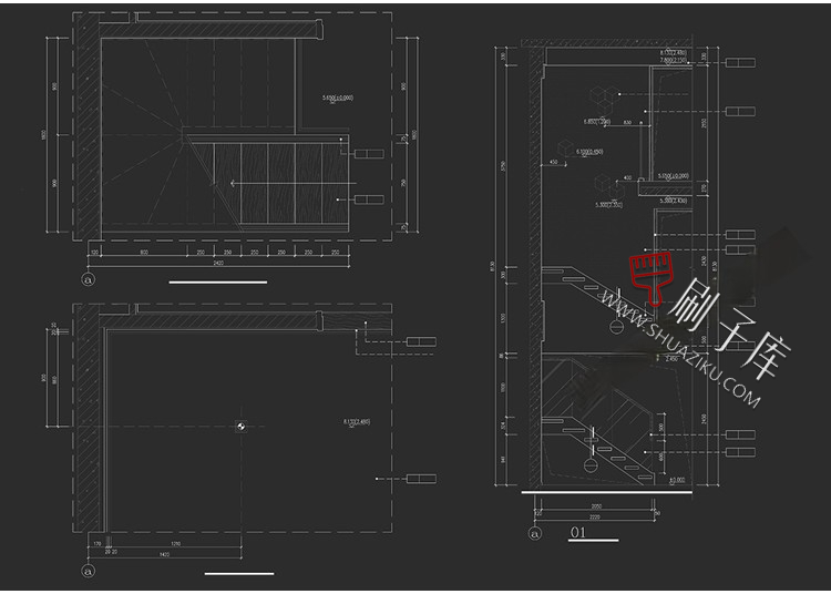 图片[9]-室内住宅楼梯节点大样图平面立面图剖面图扶手栏杆cad图纸施工图-刷子库
