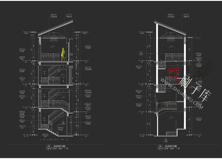 图片[12]-室内住宅楼梯节点大样图平面立面图剖面图扶手栏杆cad图纸施工图-刷子库