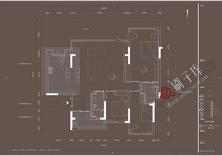 图片[11]-家装无主灯全套cad施工图纸平立面室内设计客厅卧室吊顶装修素材-刷子库