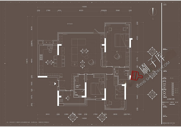 图片[12]-家装无主灯全套cad施工图纸平立面室内设计客厅卧室吊顶装修素材-刷子库