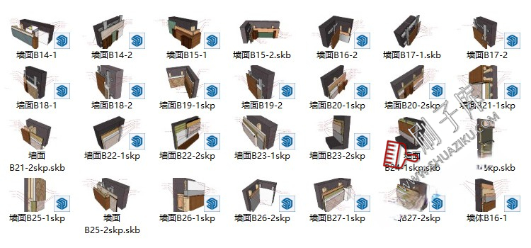 图片[16]-墙顶地天花吊顶石膏板室内CAD三大节点合辑含施工说明SU模型模块-刷子库