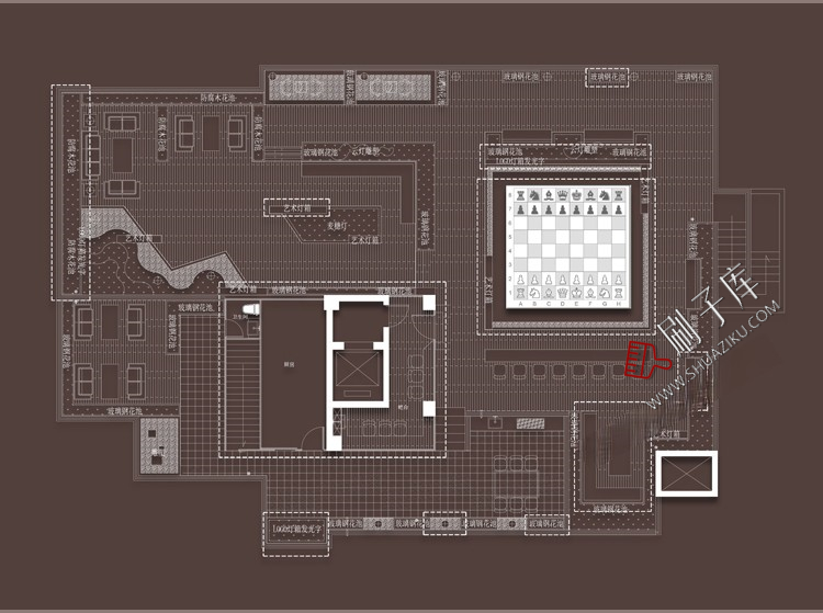 图片[1]-屋顶花园露台园林景观公园环境绿化方案小区cad平面图施工图图库-刷子库