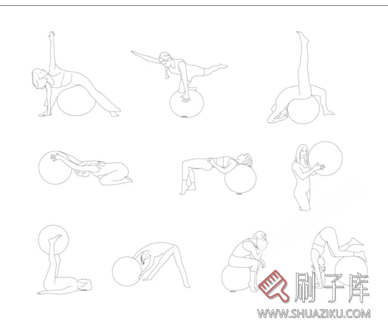 图片[8]-人物造型平面立面CAD图库俯视图PNG人体设计PSD素材运动线稿图块-刷子库