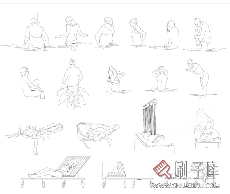 图片[7]-人物造型平面立面CAD图库俯视图PNG人体设计PSD素材运动线稿图块-刷子库