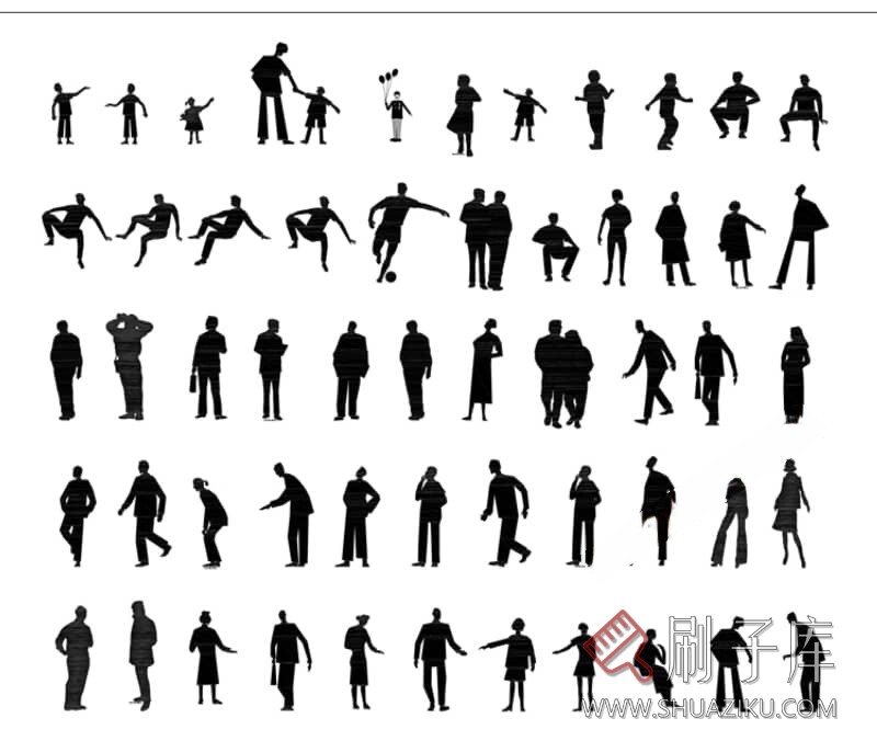 图片[11]-人物造型平面立面CAD图库俯视图PNG人体设计PSD素材运动线稿图块-刷子库