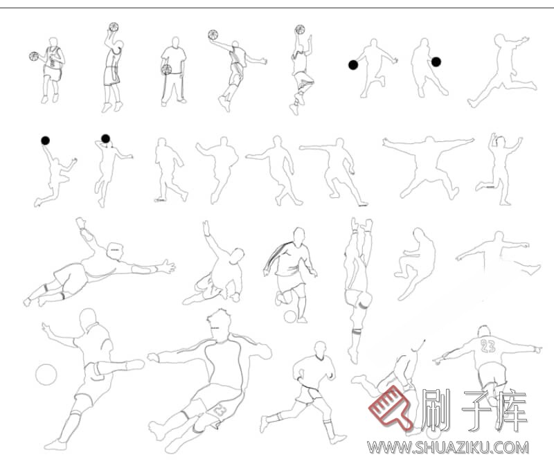 图片[15]-人物造型平面立面CAD图库俯视图PNG人体设计PSD素材运动线稿图块-刷子库