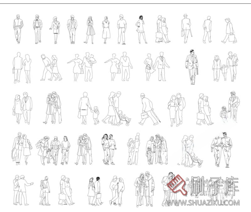 图片[17]-人物造型平面立面CAD图库俯视图PNG人体设计PSD素材运动线稿图块-刷子库