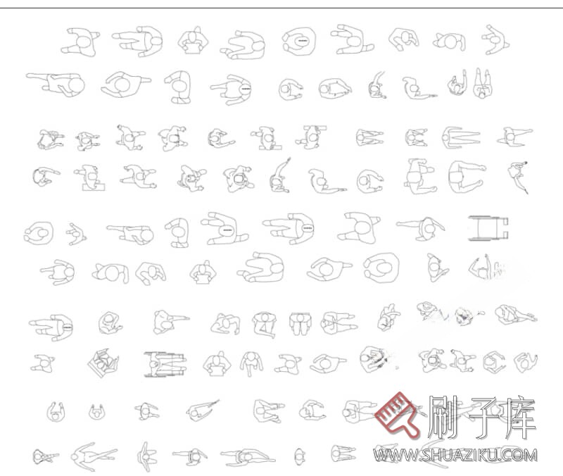 图片[18]-人物造型平面立面CAD图库俯视图PNG人体设计PSD素材运动线稿图块-刷子库
