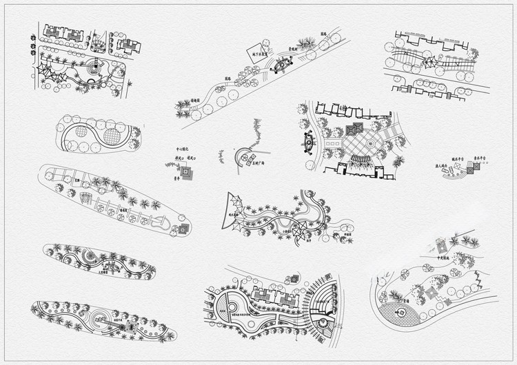 图片[2]-园林景观公园花园庭院子小品小样室外设计平面布局图CAD图库素材-刷子库