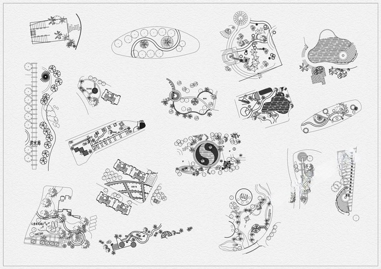 图片[5]-园林景观公园花园庭院子小品小样室外设计平面布局图CAD图库素材-刷子库