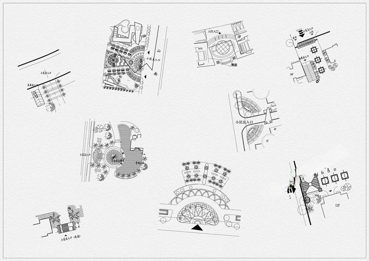 图片[8]-园林景观公园花园庭院子小品小样室外设计平面布局图CAD图库素材-刷子库