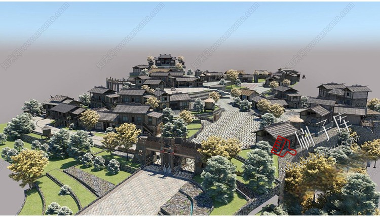 图片[6]-新中式美丽乡村农业生态旅游文化广场民宿公园建筑景观SU模型CAD-刷子库