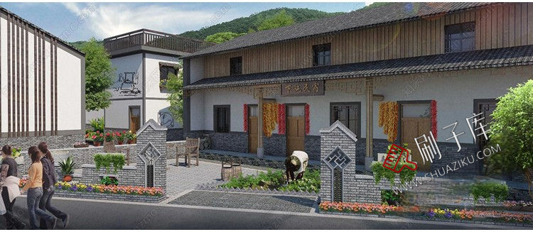 图片[9]-新中式美丽乡村农业生态旅游文化广场民宿公园建筑景观SU模型CAD-刷子库