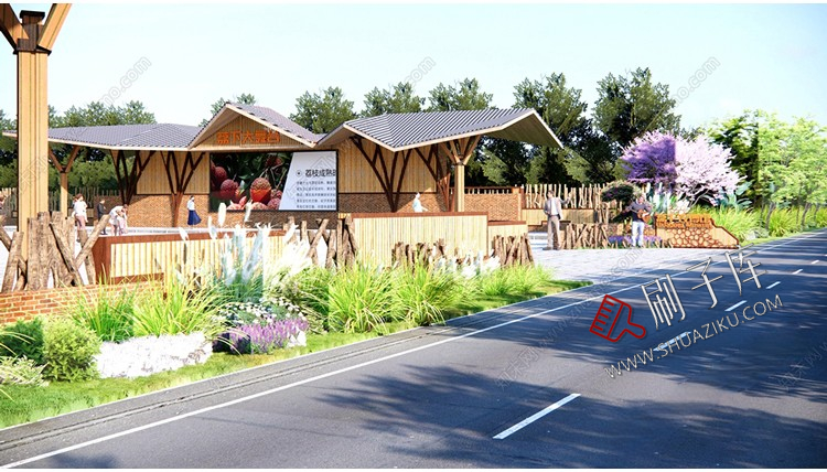 图片[15]-新中式美丽乡村农业生态旅游文化广场民宿公园建筑景观SU模型CAD-刷子库