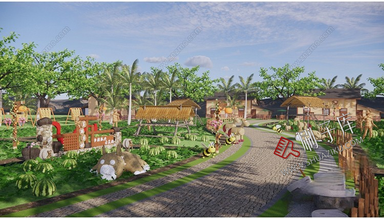 图片[19]-新中式美丽乡村农业生态旅游文化广场民宿公园建筑景观SU模型CAD-刷子库