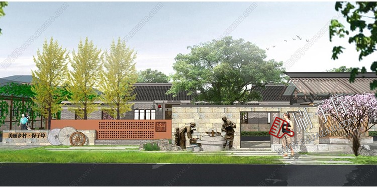 图片[29]-新中式美丽乡村农业生态旅游文化广场民宿公园建筑景观SU模型CAD-刷子库