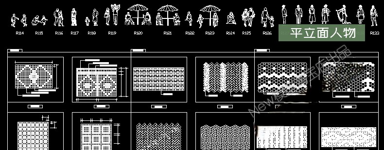 图片[24]-园林景观设计CAD植物图块人物平面立面铺装拼花施工图库图例素材-刷子库