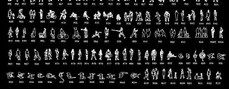 图片[23]-园林景观设计CAD植物图块人物平面立面铺装拼花施工图库图例素材-刷子库