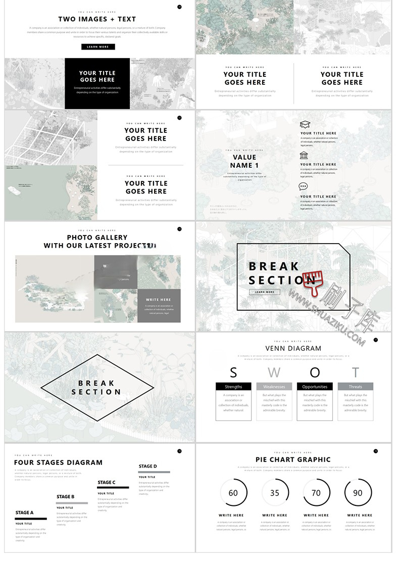 图片[9]-建筑景观园林规划作品集ppt模板国外小清新设计项目方案汇报排版-刷子库